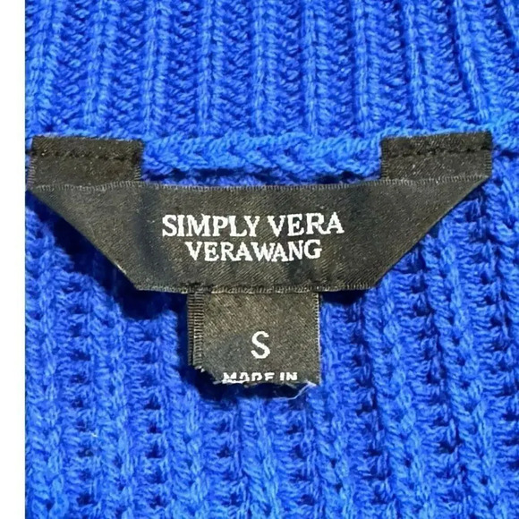 Simply Vera Vera Wang Women’s Small Ribbed V-Neck Sweater in‎ Vera Blue - Picture 5 of 8